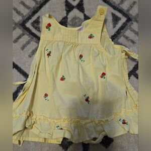 Playful Yellow Dress with Strawberry Embroidery